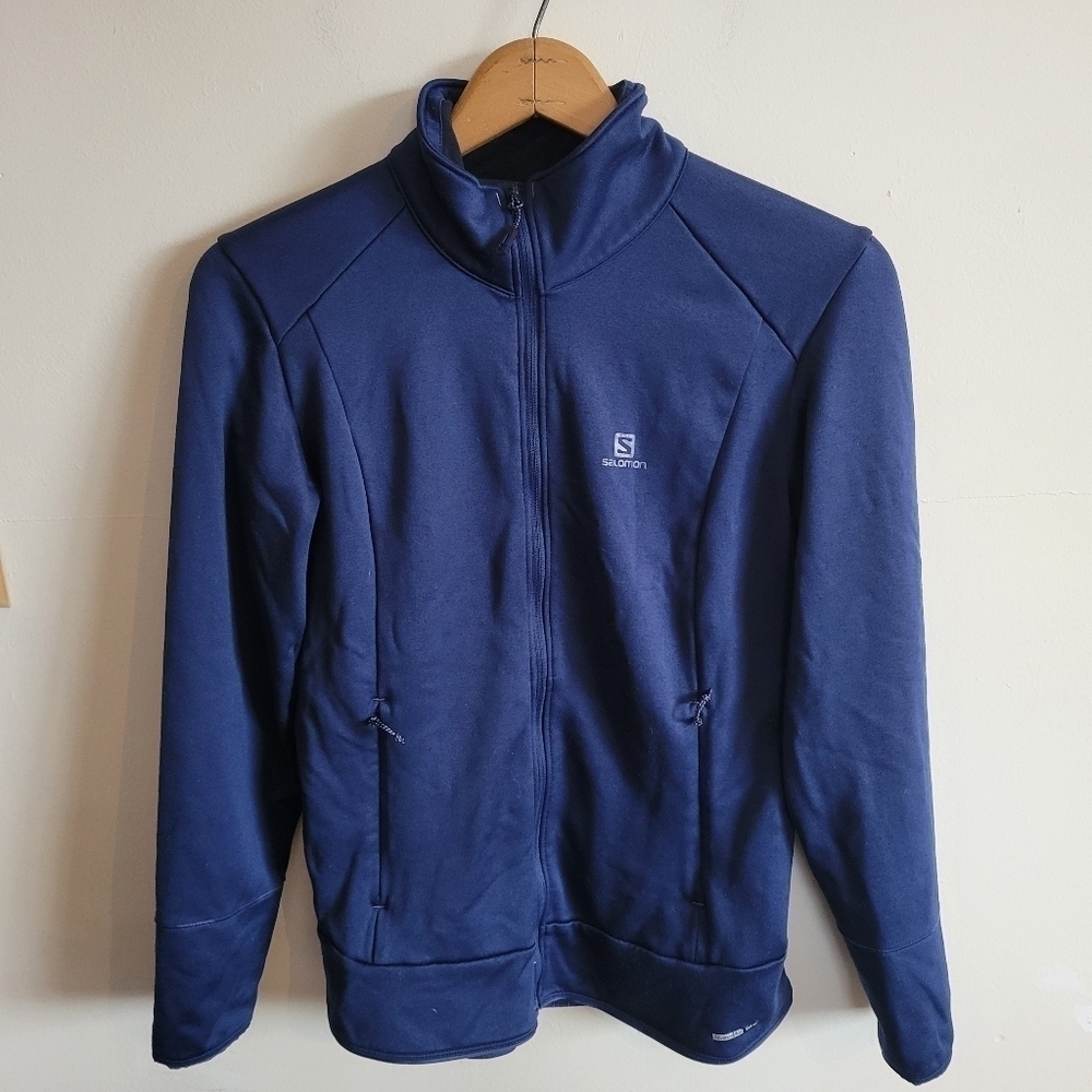 Salomon Full Zip Sweatshirt Fleece Lined Blue Long Sleeve M Medium